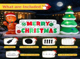 9.5 FT Inflatable Merry Christmas Sign with Gingerbread Man & Xmas Tree, Built-in LED Lights Blow Up 37609638