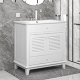 ZNTS 30" Bathroom Vanity with Sink, Bathroom Cabinet with Two Doors and One Drawer, White 53306359