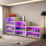 Off white LED light shoe box three layers with glass doors W1320P183134