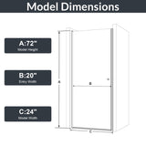 24" W x 72" H Semi-Frameless Circular Pivot Shower Door in Matte Black With 1/4" Thick SGCC W2813P331618