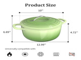 5QT Round Enameled Cast Iron Pot with Stainless Steel Handle Green Gradient 09898673
