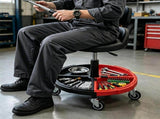 Adjustable Rolling Mechanic Stool with Backrest & Removable Tool Tray, 360&deg Swivel Lockable 17950819