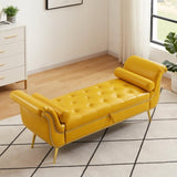 ZNTS Yellow, PU Leather, Metal Feet Upholstered Ottoman Bedroom Lounge Ottoman Flip Top Storage Sofa 74324756