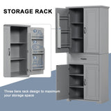 Bathroom Storage Cabinet with Doors and Drawer, Multiple Storage Space, Adjustable Shelf, Grey WF308204AAE