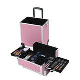 ZNTS 4-in-1 Draw-bar Style Interchangeable Aluminum Rolling Makeup Case Pink 73553881
