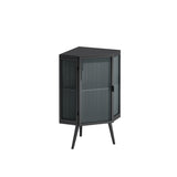 ZNTS 22.25" Floor Coner Cabinet with Tempered Glass Door & Storage Shelves for Bathroom, Living Room, W757130158