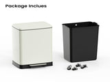White 17 Gallons Pedal Trash Can with Soft Close Lid, Removable Inner Bucket & Detachable Wheels, 33350402