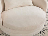 30"W Modern Round 360&deg Swivel Barrel Accent Chair with Pillow, Chenille Upholstered Comfy Barrel W3118P462479