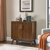 Mid Century Modern Fluted Sideboard with Adjustable Shelves & Solid Wood Legs, Buffet W1801P195608