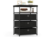 3-Drawer Fabric Storage Cabinet - Removable Foldable Drawers, Industrial Wood Top, Metal Frame with 51249504