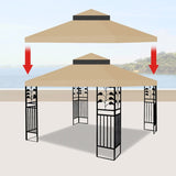 10x10 Ft Outdoor Patio Gazebo Replacement Canopy,Double Tiered Gazebo Tent Roof Top Cover Only W41943487