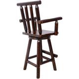 Rustic Bar Stool - Fir Wood Construction, Chair with Footrest,Wide Armrest, Rustic Kitchen Stool, W465P221173