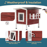 ZNTS Outdoor Cat House, Large Feral Cats House with Escape Door,Wooden Outside Cat Shelter Weatherproof W142763538