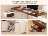 Reversible L-Shaped Desk with Built-in Charging Station, Home Office Desk with Drawers & File 06314956