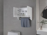 White Medicine Cabinet with Towel Bar B062P252172
