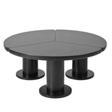 ON-TREND 39.4'' Easy Assembly Round Petal-Shaped Coffee Table, Cream Style Center Table with 3 N721P190396B