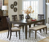 Dark Brown Finish 48-inch Bench 1pc Beige Fabric Upholstered Seat Classic Look Dining Wooden B011P196948