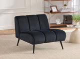 24.4" Wide Modern Upholstered Armless Chair with Black Metal Legs, Velvet Accent Chair for Living W3098P308779