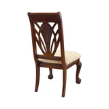 ZNTS Elegant Design Traditional Side Chairs 2pc Set Dark Cherry Finish Brown Fabric Seats Dining B01152166