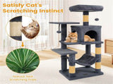 44" Multi-Level Cat Tree with Spacious Top Perch, 2-Door Condo & Hammock for Indoor Cats -Gray 97226898