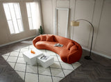 102'' 5-Seater Boucle Sofa Modern Sectional Half Moon Leisure Couch Curved Sofa Teddy Fleece Orange W87694859