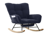 Teddy Fabric Wingback Glider Rocker & Ottoman Set, Nursery Nursing Rocking Chair with Side Storage 23736563