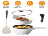 Electric Hot Pot Non-Stick Frying Pan Portable Rapid Noodles Cooker with Long Handle Steamer Spatula 92168508