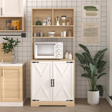 Pantry Cabinet with 2 Doors, 3-Tier Modern Kitchen Cabinet with Shelves, Freestanding Larder W409P225879