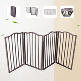 Pet Gate - Dog Gate for Doorways, Stairs or House - Freestanding, Folding, brown, Arc Wooden W49530789