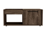 Coffee Table, One Open Shelf, Single Door Cabinet, Dark Walnut B097132883