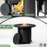 32" Propane Gas Fire Pit Table, 50000 BTU Round Steel Fire Pit for Outside Patio Deck Garden 60018684