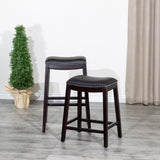 24" Counter Stool, Espresso Finish, Black Leather Seat B04660611