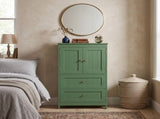 2-Drawer 2-Cabinet-Door Vertical-Grain MDF Painted Bathroom Cabinet 23.62*11.81*43.31in Green 97113183