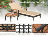Outdoor Chaise Lounge with Side Table, 79" Mix Brown PE Rattan Recliner 4-Gear Backrest 400LBS 95390415