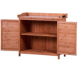 Outdoor 39" Potting Bench Table, Rustic Garden Wood Workstation Storage Cabinet Garden Shed with 79309434
