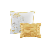 5 Piece Seersucker Comforter Set with Throw Pillows Yellow King/Cal King B035P148357