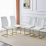 Modern dining chairs, dining room chairs, and golden leg cushioned chairs made of artificial W1151110421