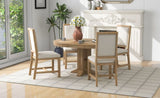 ZNTS 5-Piece Set Extendable Round Table and 4 Upholstered Chairs Farmhouse Set for Kitchen, 79599093