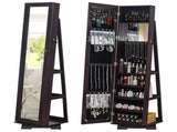 Brown Spray-Painted MDF Rotatable Freestanding Jewelry Mirror Cabinet, Square 70563509
