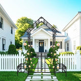Metal Garden Arch with Gate with planter W80.71*H97.24 Climbing Plants Support Rose Arch Outdoor 97052596