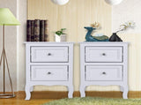 2pcs Country Style Two-Tier Night Tables Large Size White 65778449