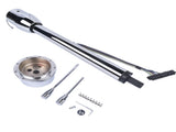 28" Chrome Tilt Street Rod Floor Shift Steering Column with Wheel Adapter No Key 53388355