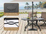 Round Dining Table, 41" Round Patio Table Wood-Like Grain with 1.57" Umbrella Hole, Metal T3623P504736