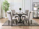 Classic Antique Black / Light Gray Set of 2 Sides Button Tufted Linen Like Fabric Solid wood B011104802