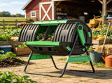 53 Gal Compost Bin Outdoor Dual Chamber Tumbling Composter with Adjustable Vents BPA Free Green 79464190