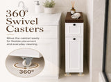 Flip-Top Narrow Bathroom Storage Cabinet with Rolling Wheels,Slim 15751419