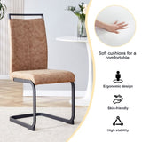 Dining Chairs,tech cloth High Back Upholstered Side Chair with C-shaped Tube Black Metal Legs for W115155748