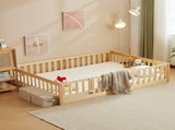 Original wood color painted pine fence bed with door and deck board full children's wooden bed 67853581