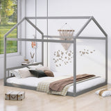 Queen Size Wooden House Bed with Headboard,Gray WF296086AAE