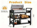 Outdoor Grill Cart Table with Pegboard & Handle, Indoor and Outdoor Pizza Oven Table with Lockable 85949243